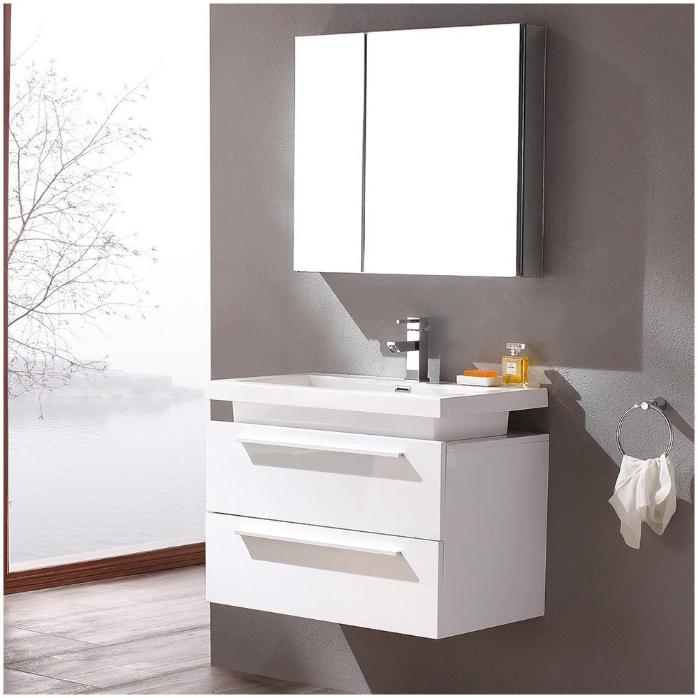 Fresca Medio 32" White Modern Bathroom Vanity w/ Medicine Cabinet