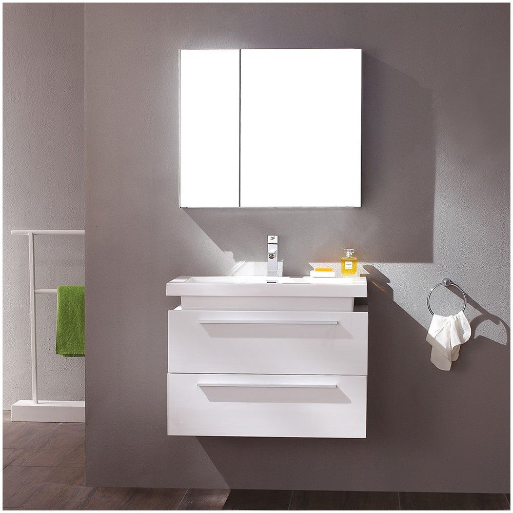 Fresca Medio 32" White Modern Bathroom Vanity w/ Medicine Cabinet