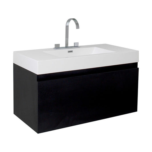 Fresca Mezzo 39" Black Modern Bathroom Cabinet w/ Integrated Sink