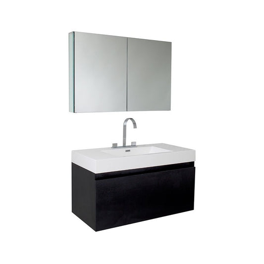 Fresca Mezzo 39" Black Modern Bathroom Vanity w/ Medicine Cabinet