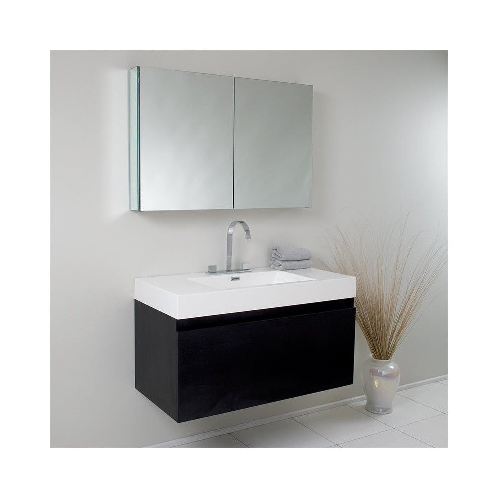 Fresca Mezzo 39" Black Modern Bathroom Vanity w/ Medicine Cabinet