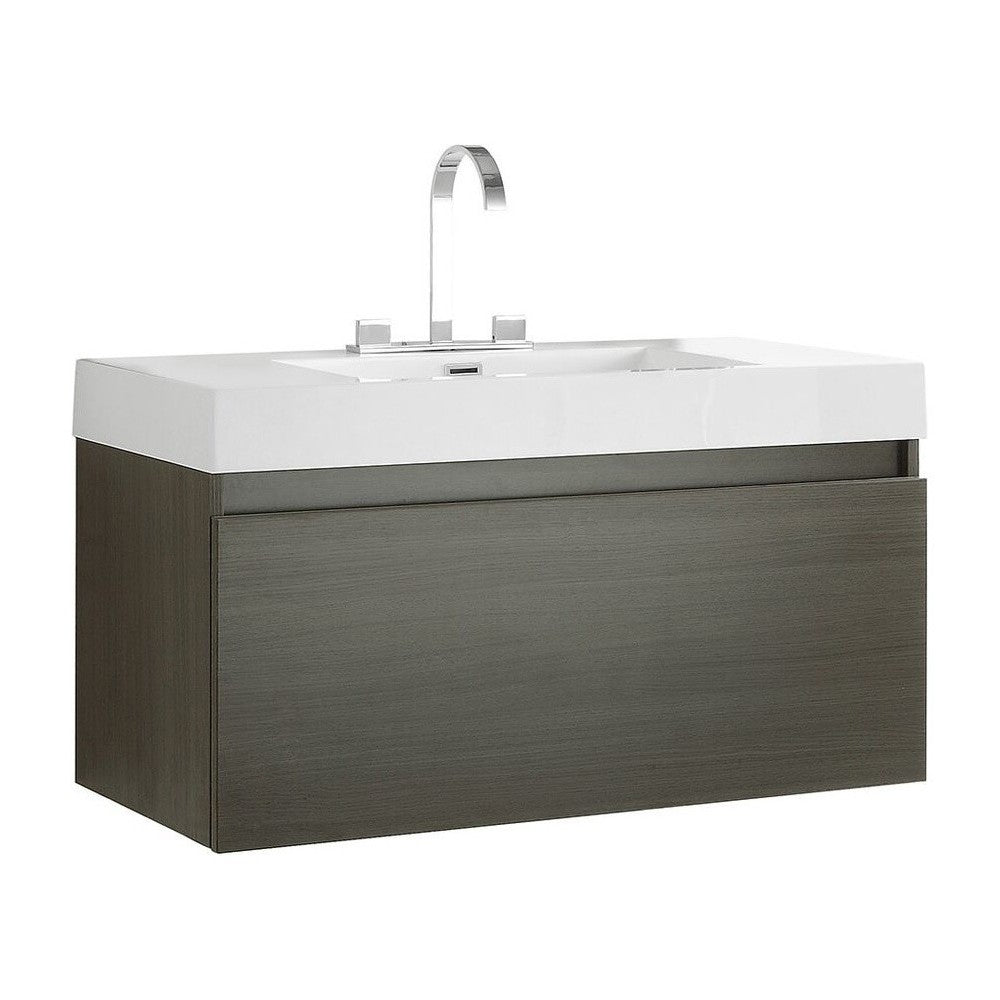 Fresca Mezzo 39" Gray Oak Modern Bathroom Cabinet w/ Integrated Sink