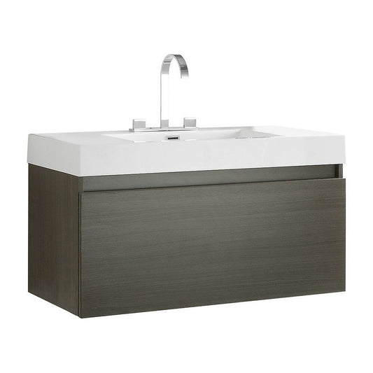 Fresca Mezzo 39" Gray Oak Modern Bathroom Cabinet w/ Integrated Sink