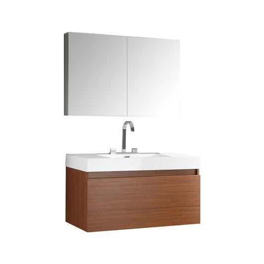 Fresca Mezzo 39" Teak Modern Bathroom Vanity w/ Medicine Cabinet