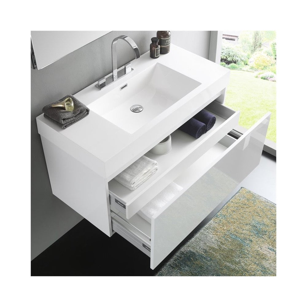 Fresca Mezzo 39" White Modern Bathroom Vanity w/ Medicine Cabinet