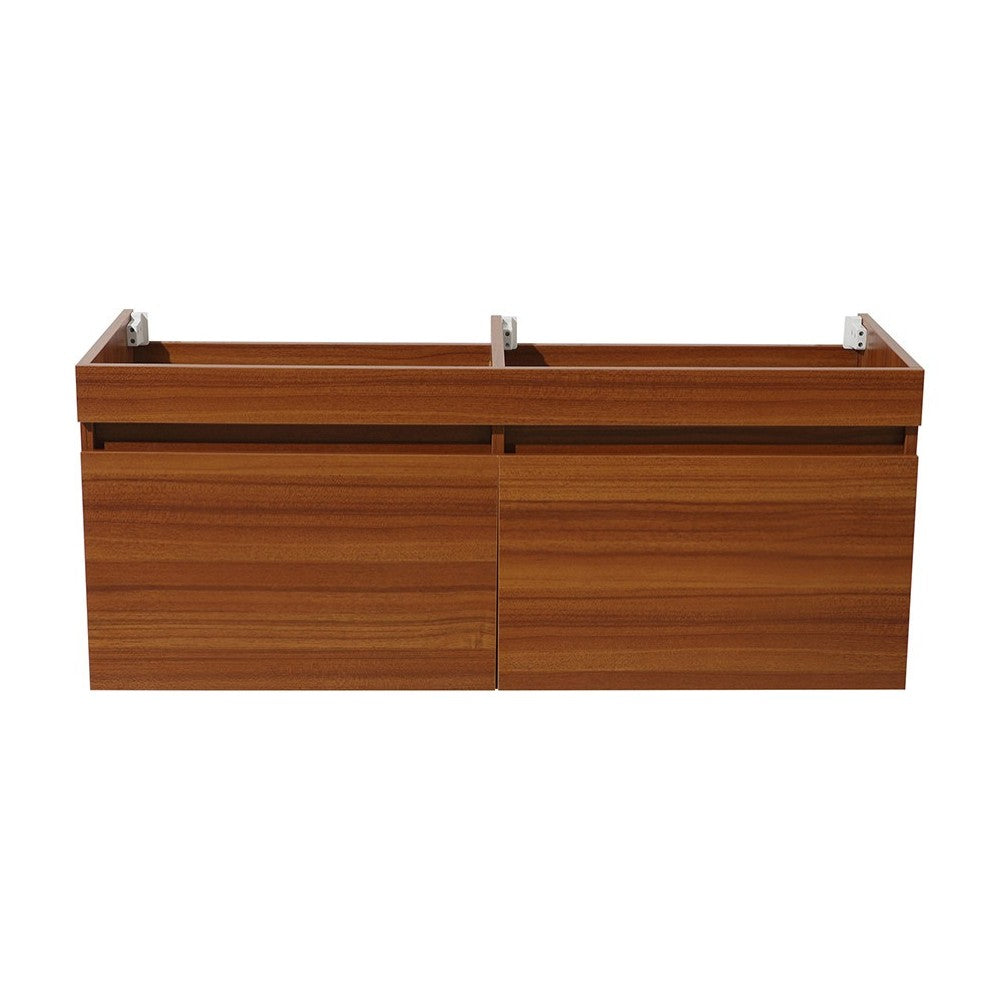 Fresca Mezzo 48" Teak Wall Hung Double Sink Modern Bathroom Cabinet