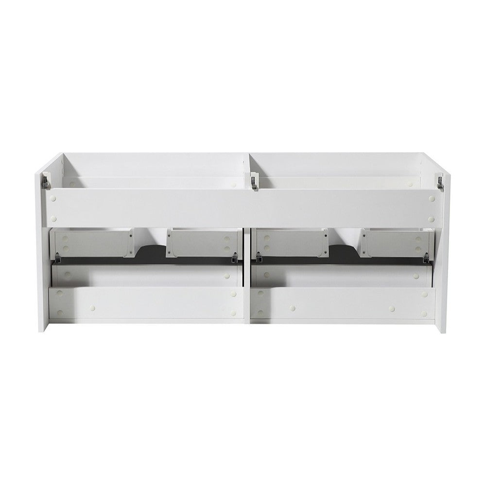 Fresca Mezzo 48" White Wall Hung Double Sink Modern Bathroom Cabinet