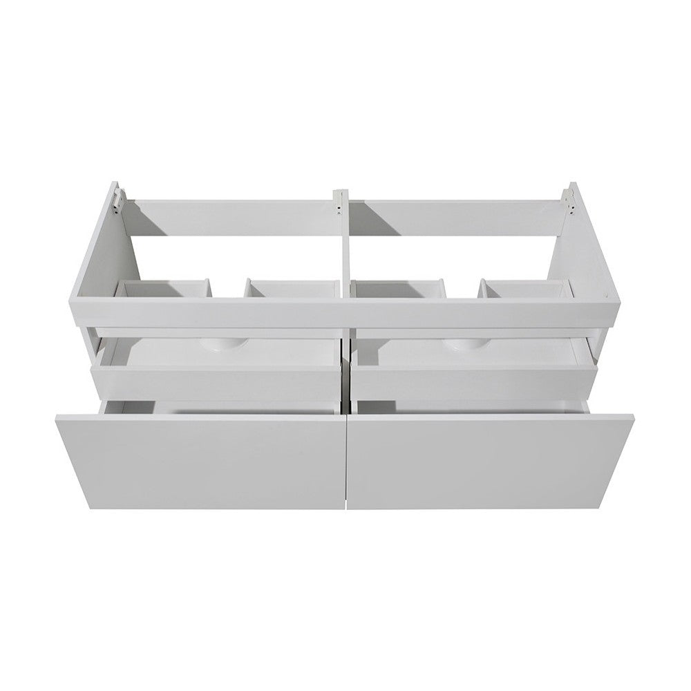 Fresca Mezzo 48" White Wall Hung Double Sink Modern Bathroom Cabinet