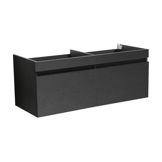 Fresca Mezzo 60" Black Wall Hung Double Sink Modern Bathroom Cabinet