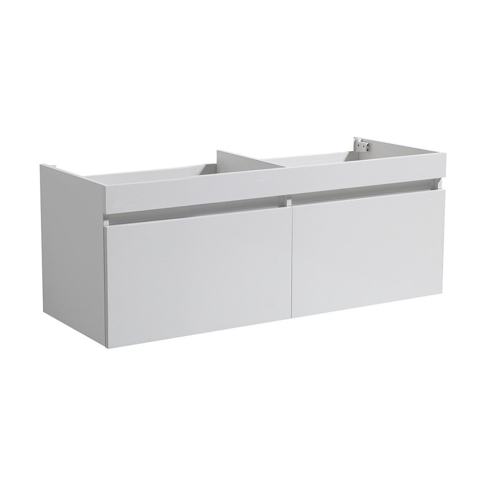 Fresca Mezzo 60" White Wall Hung Double Sink Modern Bathroom Cabinet