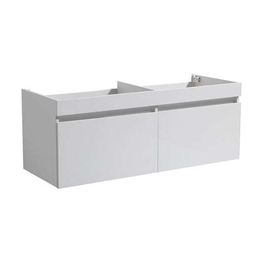 Fresca Mezzo 60" White Wall Hung Double Sink Modern Bathroom Cabinet