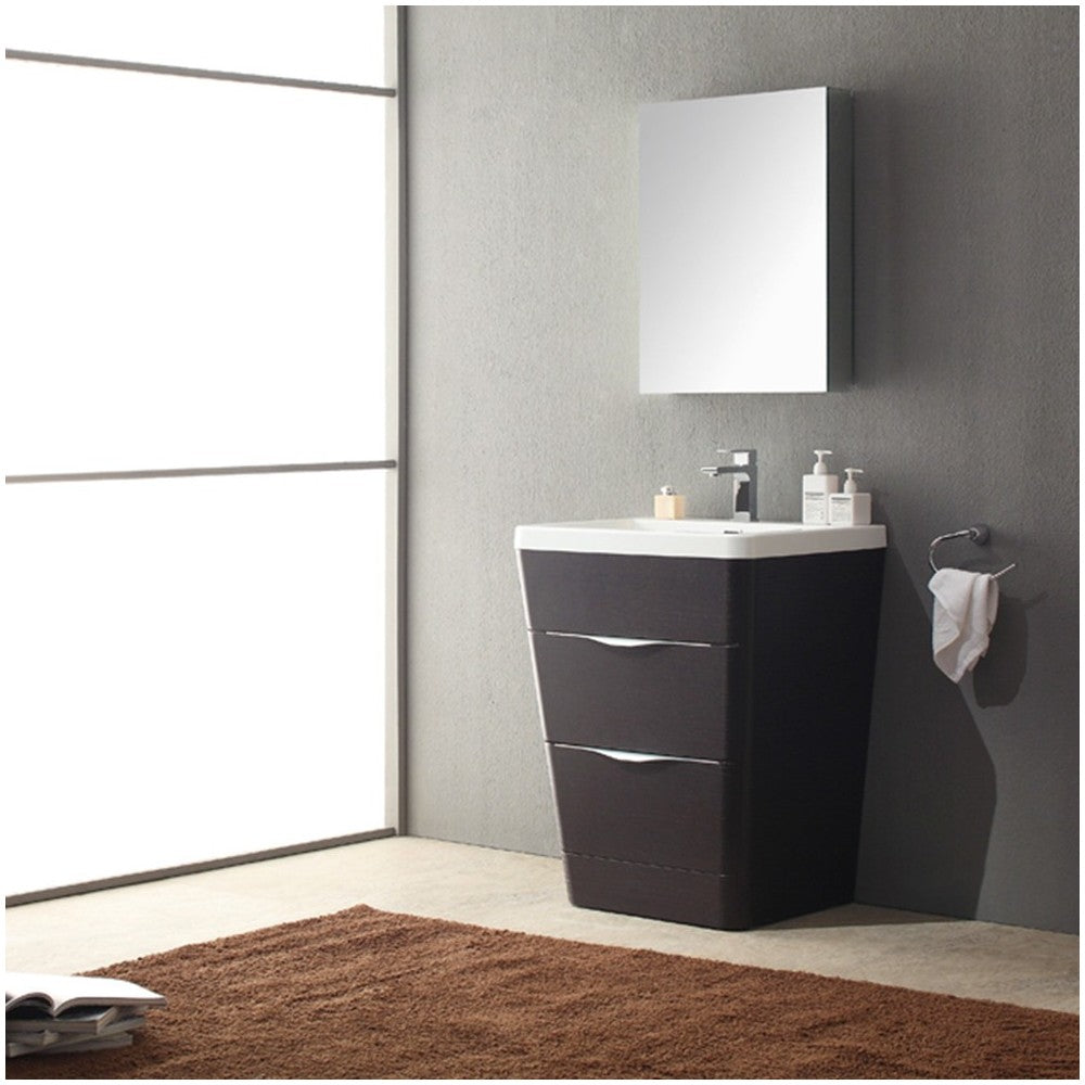 Fresca Milano 26" Chestnut Modern Bathroom Vanity w/ Medicine Cabinet