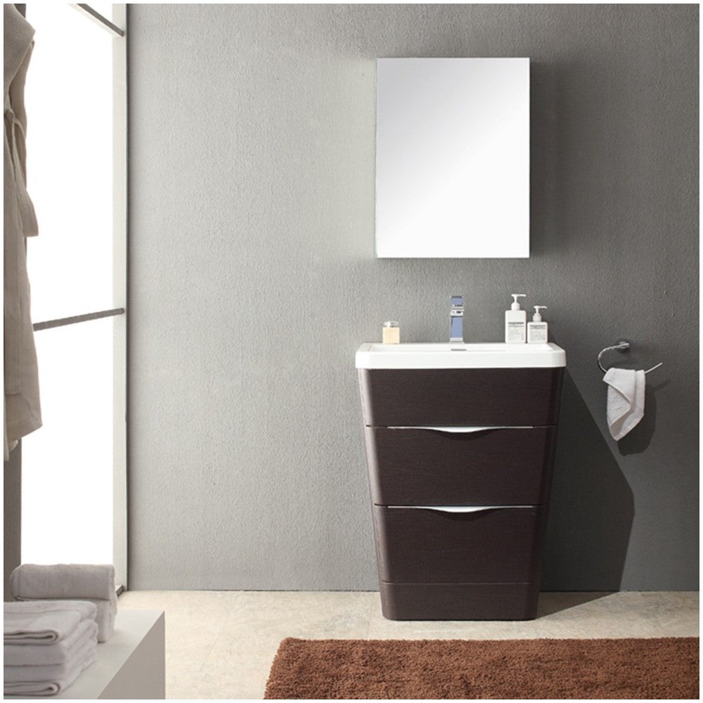 Fresca Milano 26" Chestnut Modern Bathroom Vanity w/ Medicine Cabinet