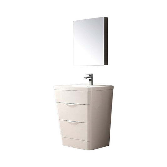 Fresca Milano 26" Glossy White Modern Bathroom Vanity w/ Medicine Cabinet