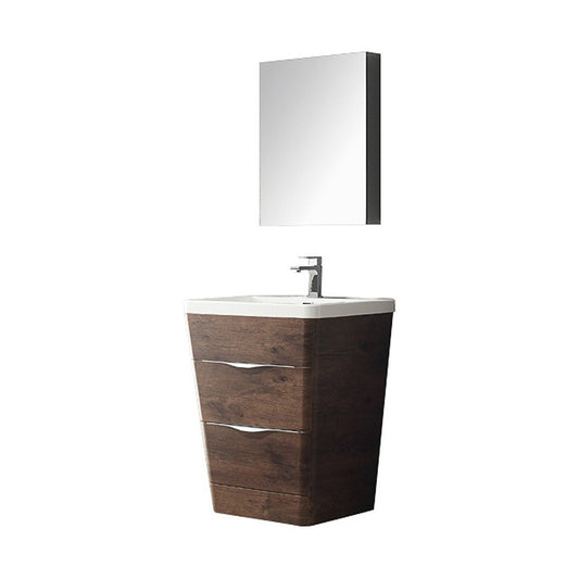 Fresca Milano 26" Rosewood Modern Bathroom Vanity w/ Medicine Cabinet