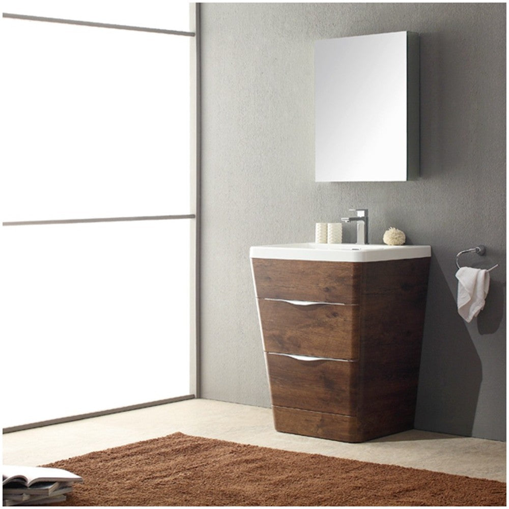 Fresca Milano 26" Rosewood Modern Bathroom Vanity w/ Medicine Cabinet