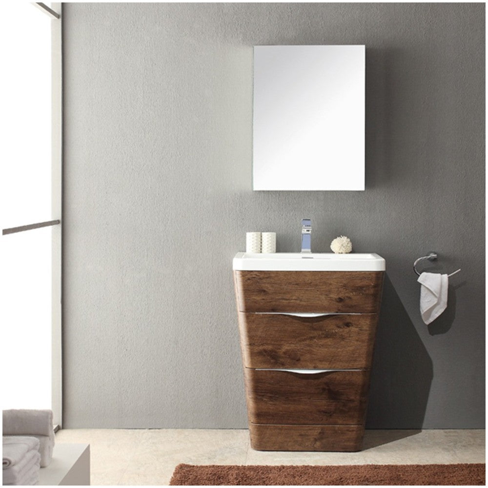 Fresca Milano 26" Rosewood Modern Bathroom Vanity w/ Medicine Cabinet