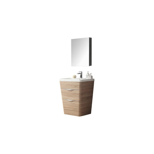 Fresca Milano 26" White Oak Modern Bathroom Vanity w/ Medicine Cabinet