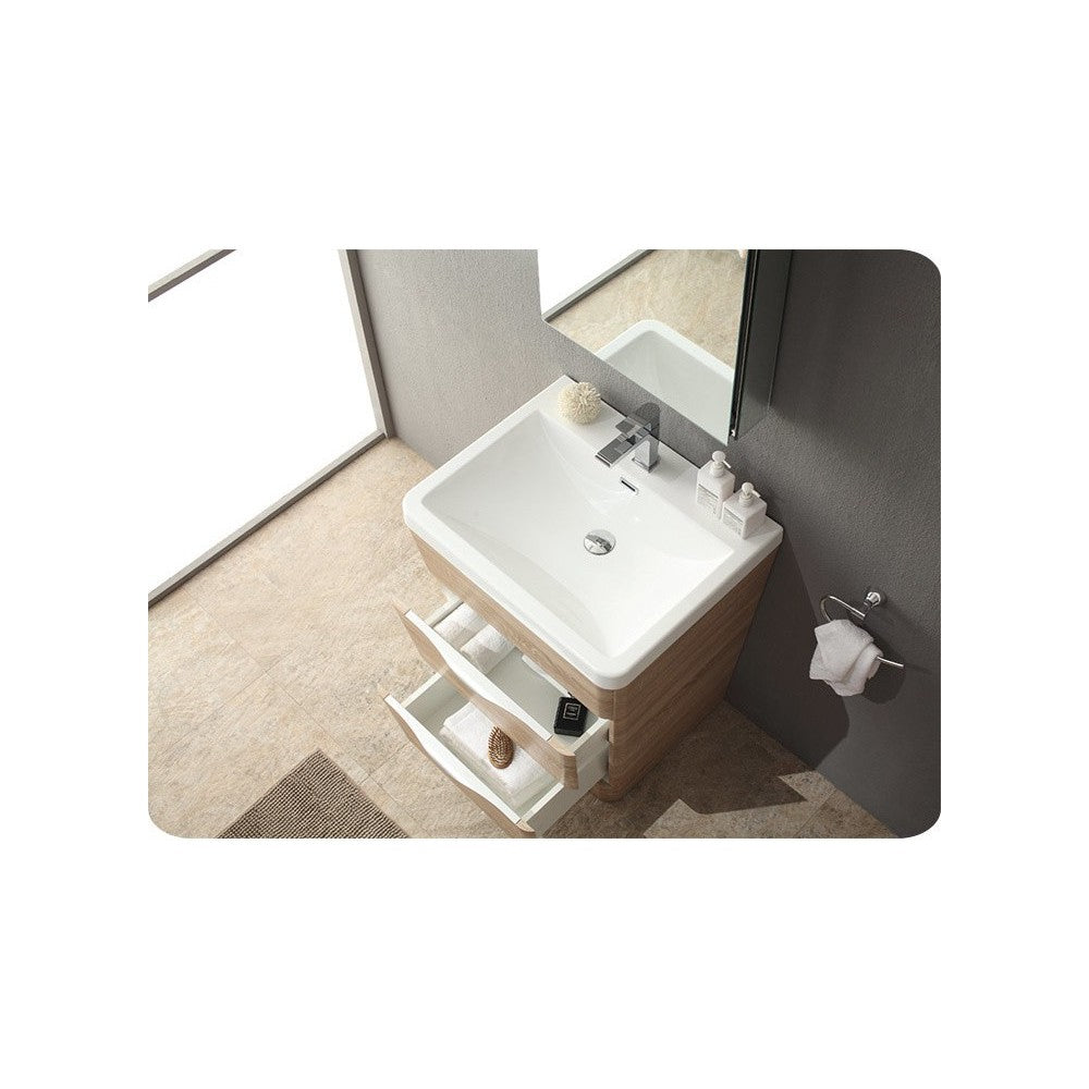 Fresca Milano 26" White Oak Modern Bathroom Vanity w/ Medicine Cabinet