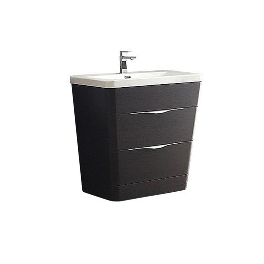 Fresca Milano 32" Chestnut Modern Bathroom Cabinet w/ Integrated Sink