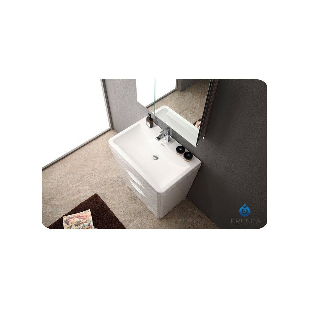 Fresca Milano 32" Glossy White Modern Bathroom Cabinet w/ Integrated Sink