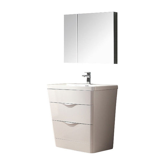 Fresca Milano 32" Glossy White Modern Bathroom Vanity w/ Medicine Cabinet