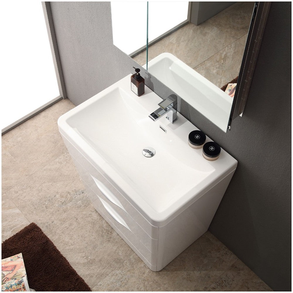 Fresca Milano 32" Glossy White Modern Bathroom Vanity w/ Medicine Cabinet