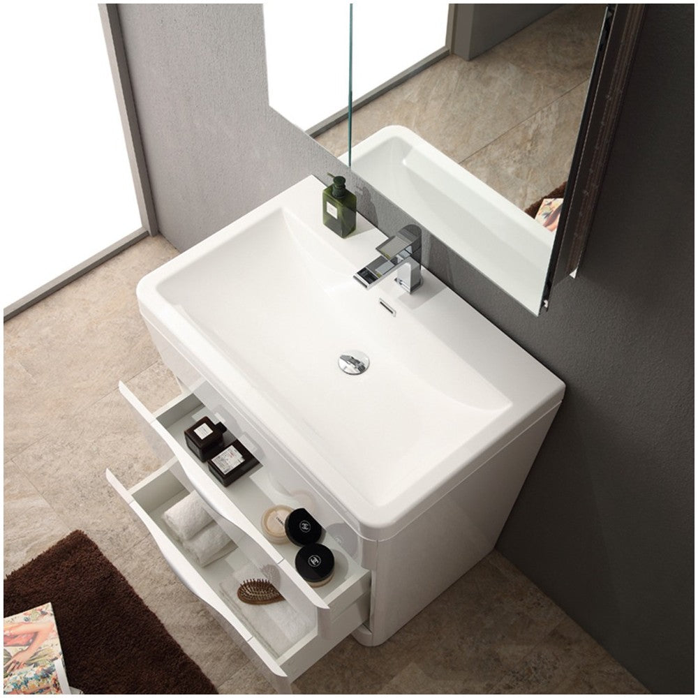 Fresca Milano 32" Glossy White Modern Bathroom Vanity w/ Medicine Cabinet