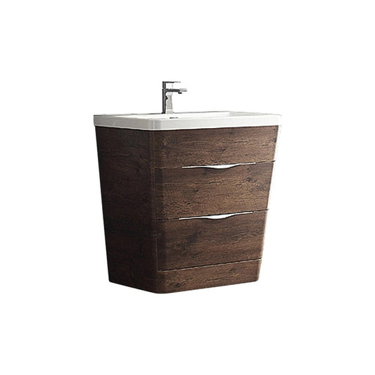 Fresca Milano 32" Rosewood Modern Bathroom Cabinet w/ Integrated Sink