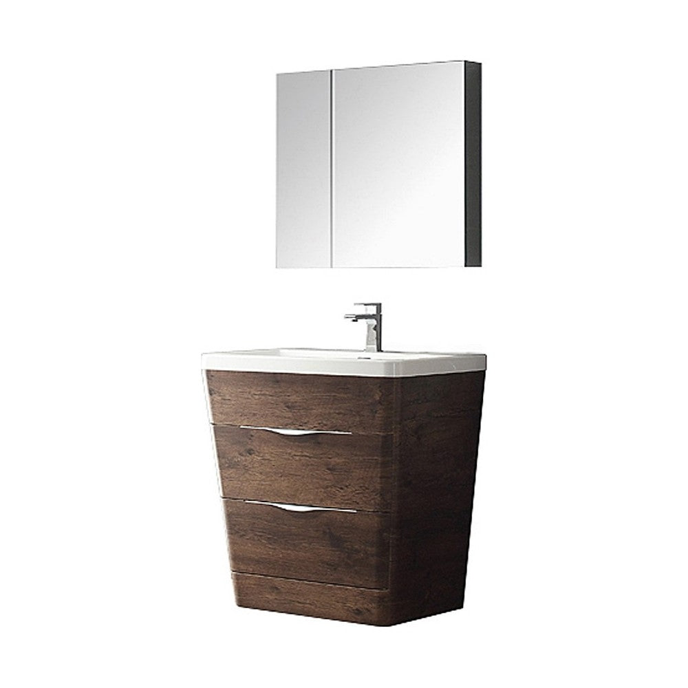 Fresca Milano 32" Rosewood Modern Bathroom Vanity w/ Medicine Cabinet