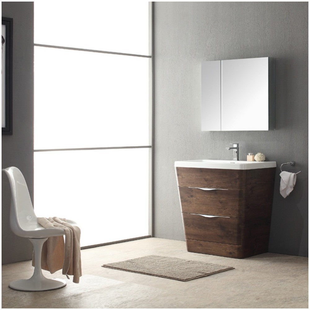 Fresca Milano 32" Rosewood Modern Bathroom Vanity w/ Medicine Cabinet