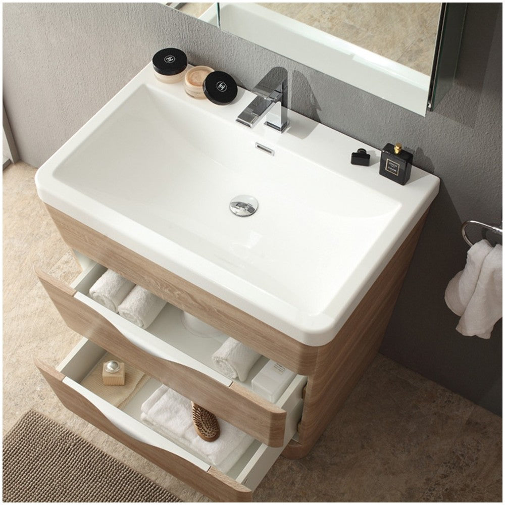 Fresca Milano 32" White Oak Modern Bathroom Vanity w/ Medicine Cabinet