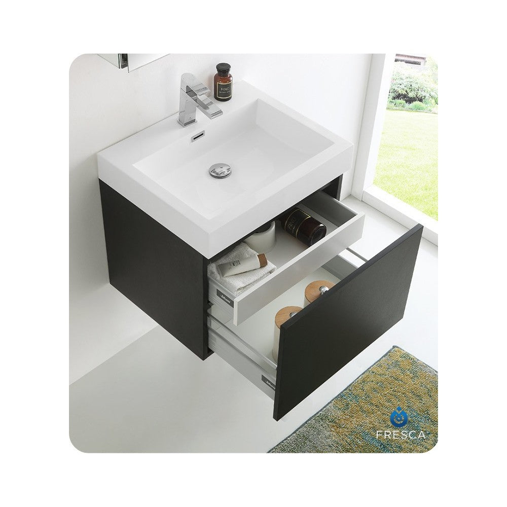 Fresca Nano 24" Black Modern Bathroom Vanity w/ Medicine Cabinet