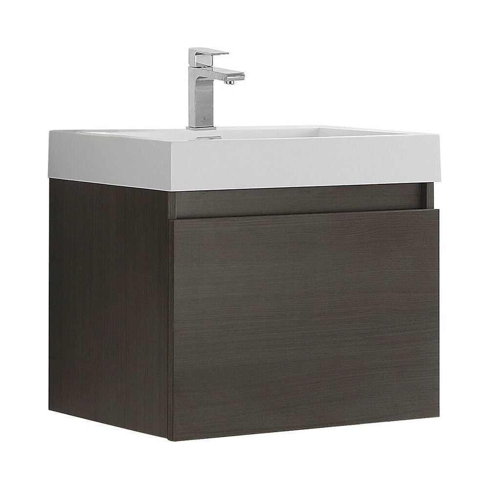 Fresca Nano 24" Gray Oak Modern Bathroom Cabinet w/ Integrated Sink