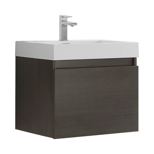 Fresca Nano 24" Gray Oak Modern Bathroom Cabinet w/ Integrated Sink