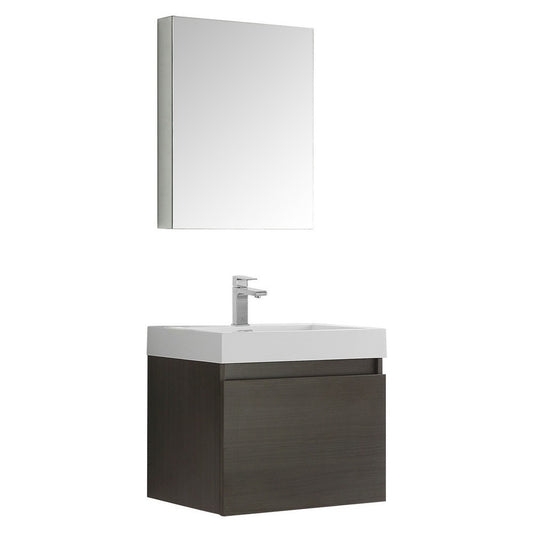 Fresca Nano 24" Gray Oak Modern Bathroom Vanity w/ Medicine Cabinet