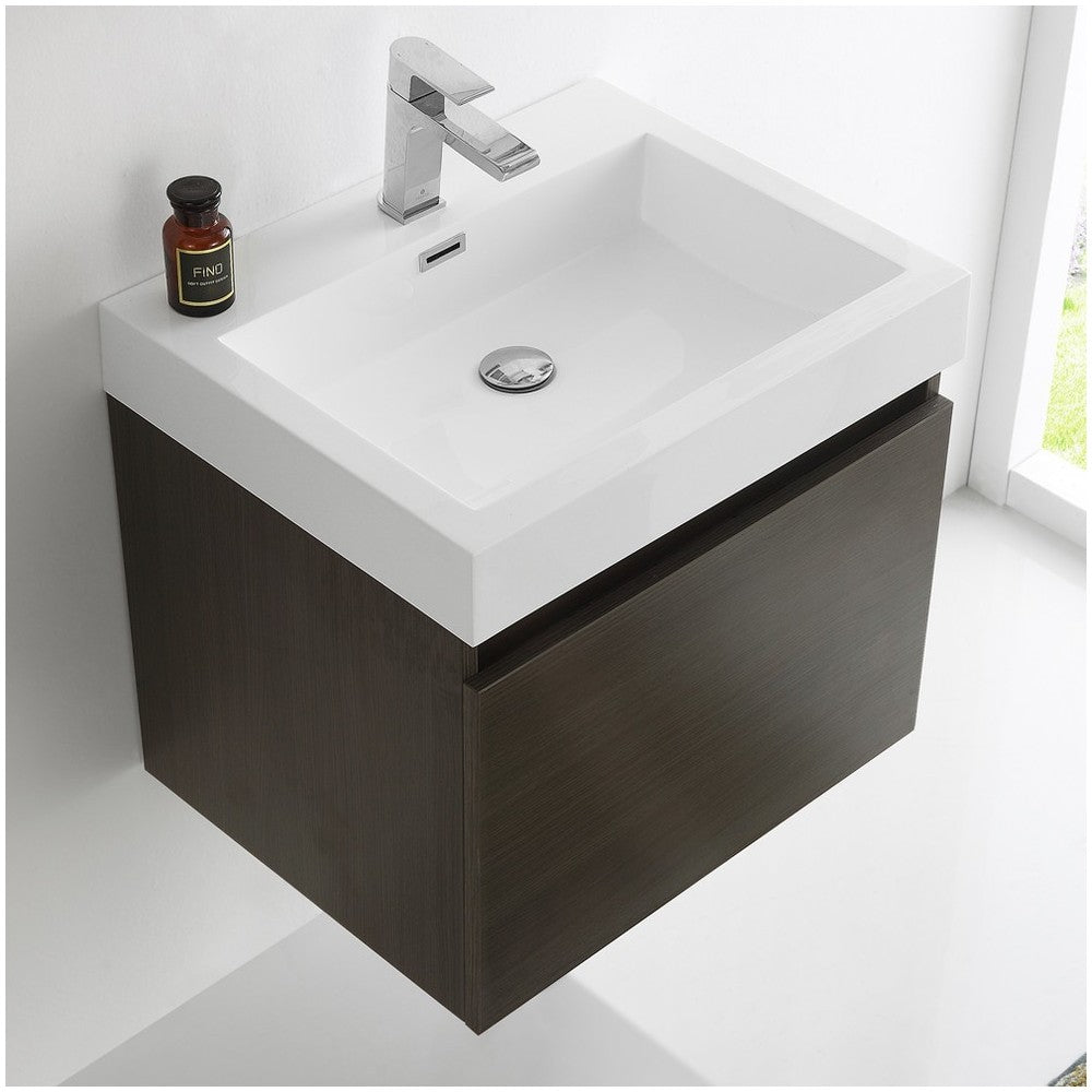 Fresca Nano 24" Gray Oak Modern Bathroom Vanity w/ Medicine Cabinet