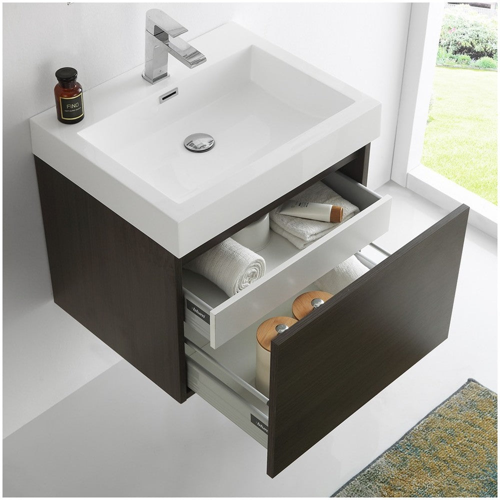 Fresca Nano 24" Gray Oak Modern Bathroom Vanity w/ Medicine Cabinet