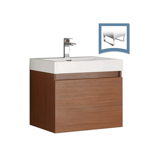 Fresca Nano 24" Teak Modern Bathroom Cabinet w/ Integrated Sink
