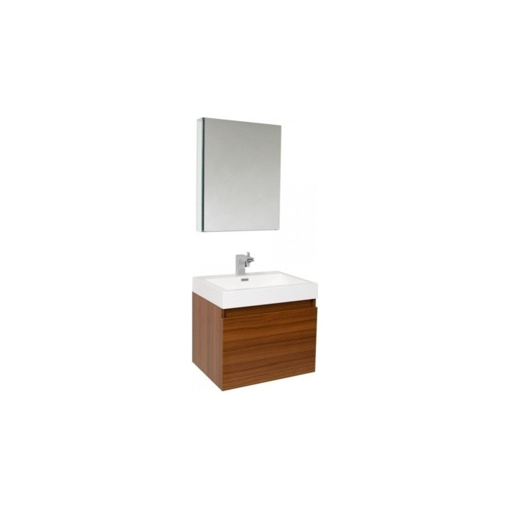 Fresca Nano 24" Teak Modern Bathroom Vanity w/ Medicine Cabinet