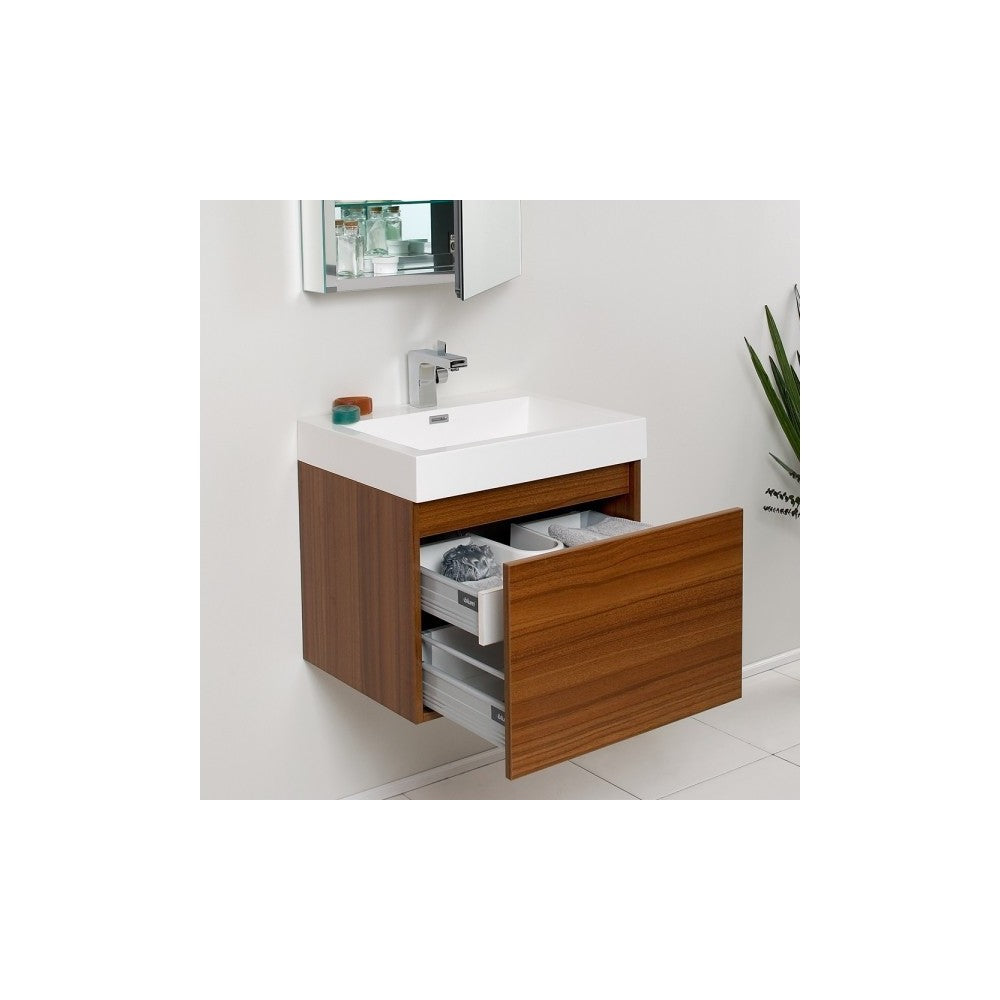 Fresca Nano 24" Teak Modern Bathroom Vanity w/ Medicine Cabinet