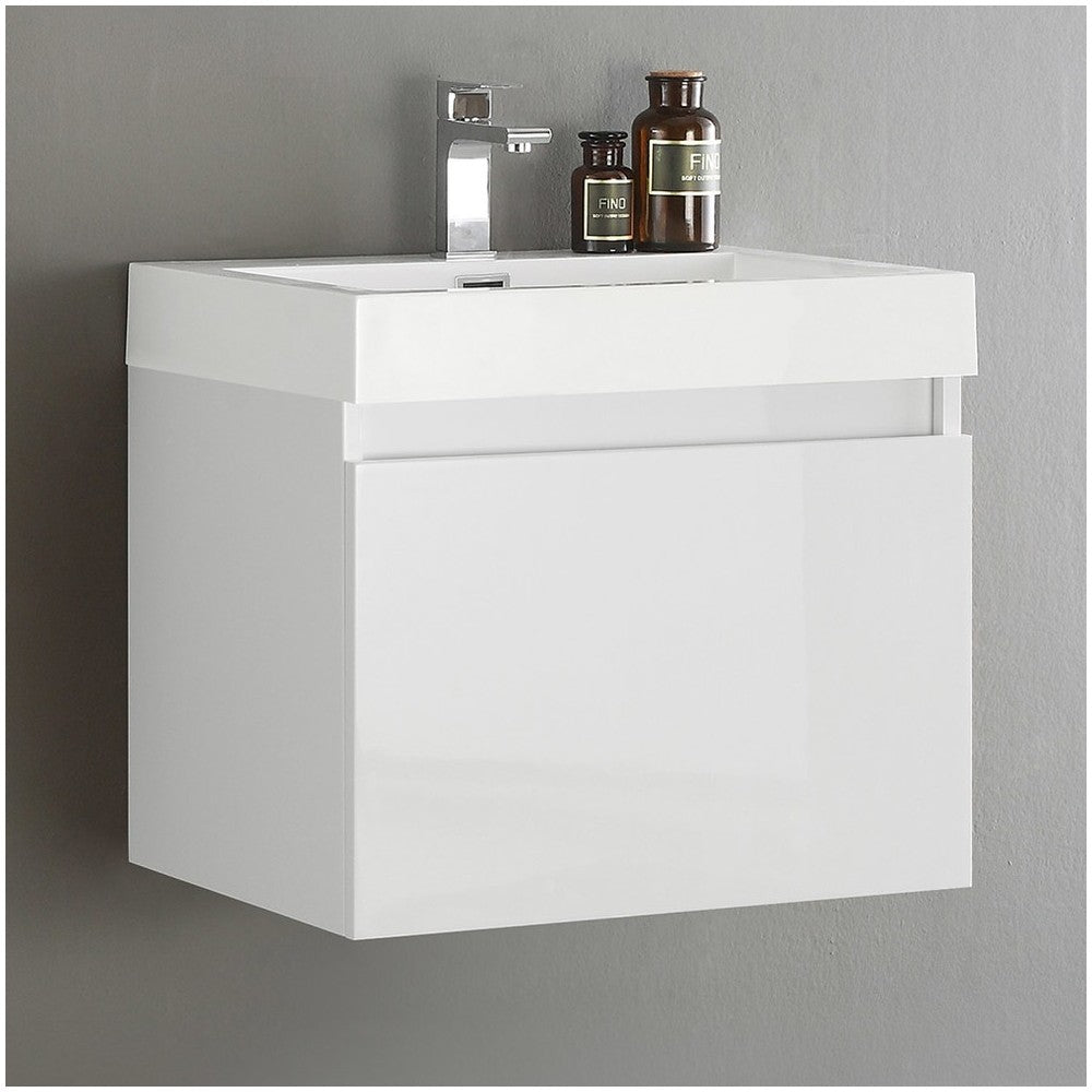 Fresca Nano 24" White Modern Bathroom Cabinet w/ Integrated Sink