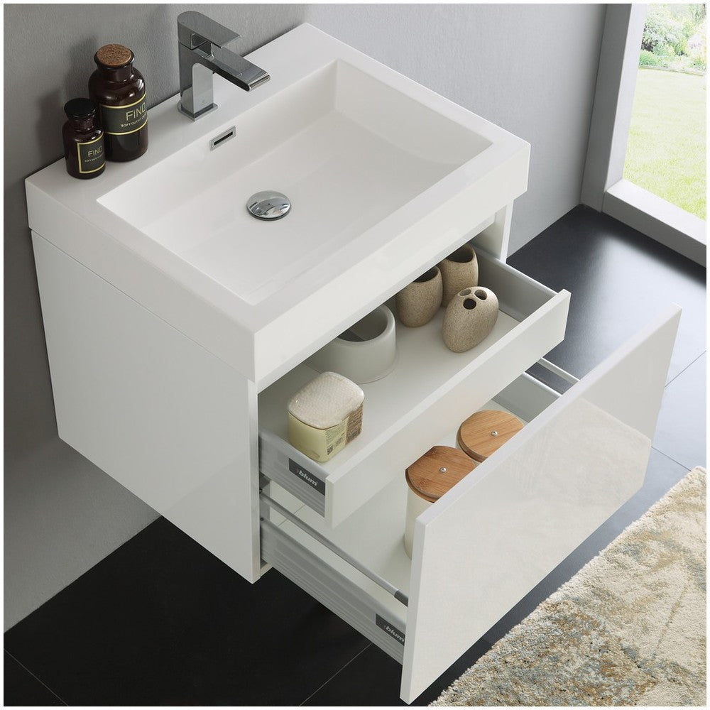 Fresca Nano 24" White Modern Bathroom Vanity w/ Medicine Cabinet