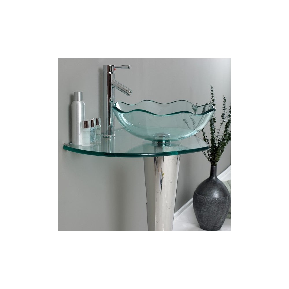 Fresca Netto 24" Modern Glass Bathroom Vanity w/ Wavy Edge Vessel Sink