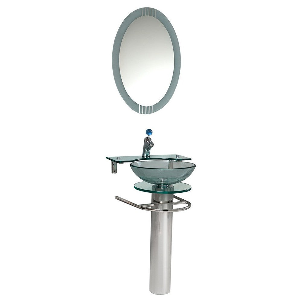 Fresca Ovale 24" Modern Glass Bathroom Vanity w/ Frosted Edge Mirror