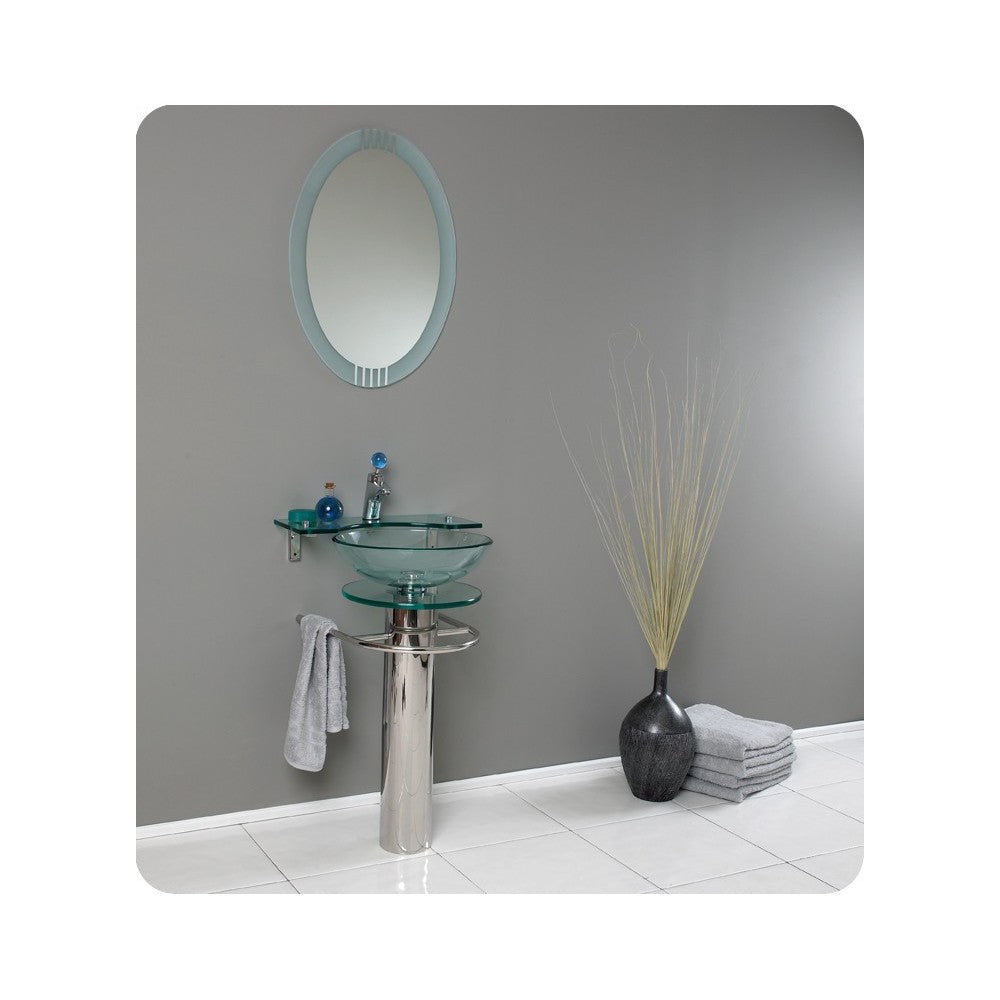 Fresca Ovale 24" Modern Glass Bathroom Vanity w/ Frosted Edge Mirror