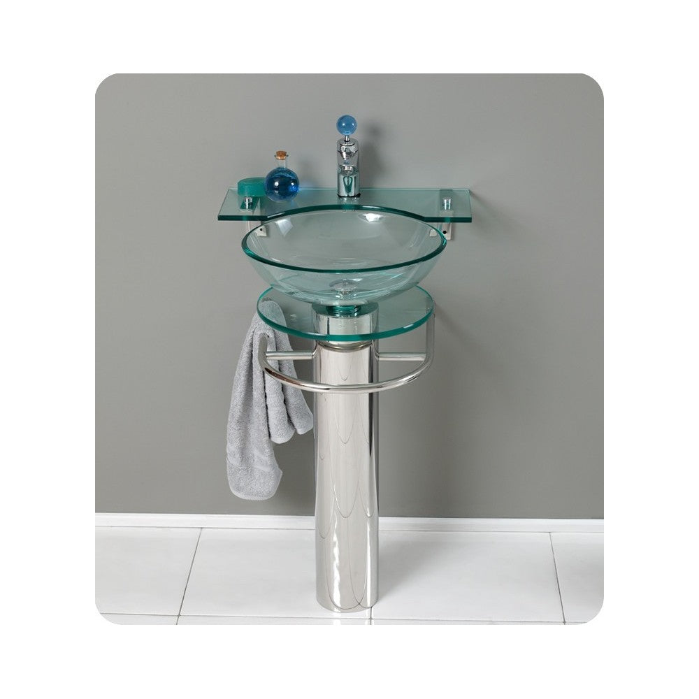 Fresca Ovale 24" Modern Glass Bathroom Vanity w/ Frosted Edge Mirror