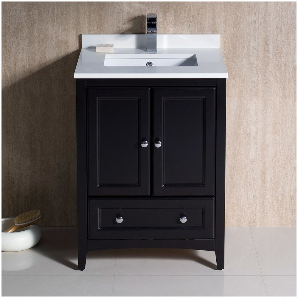 Fresca Oxford 24" Espresso Traditional Bathroom Cabinet w/ Top & Sink