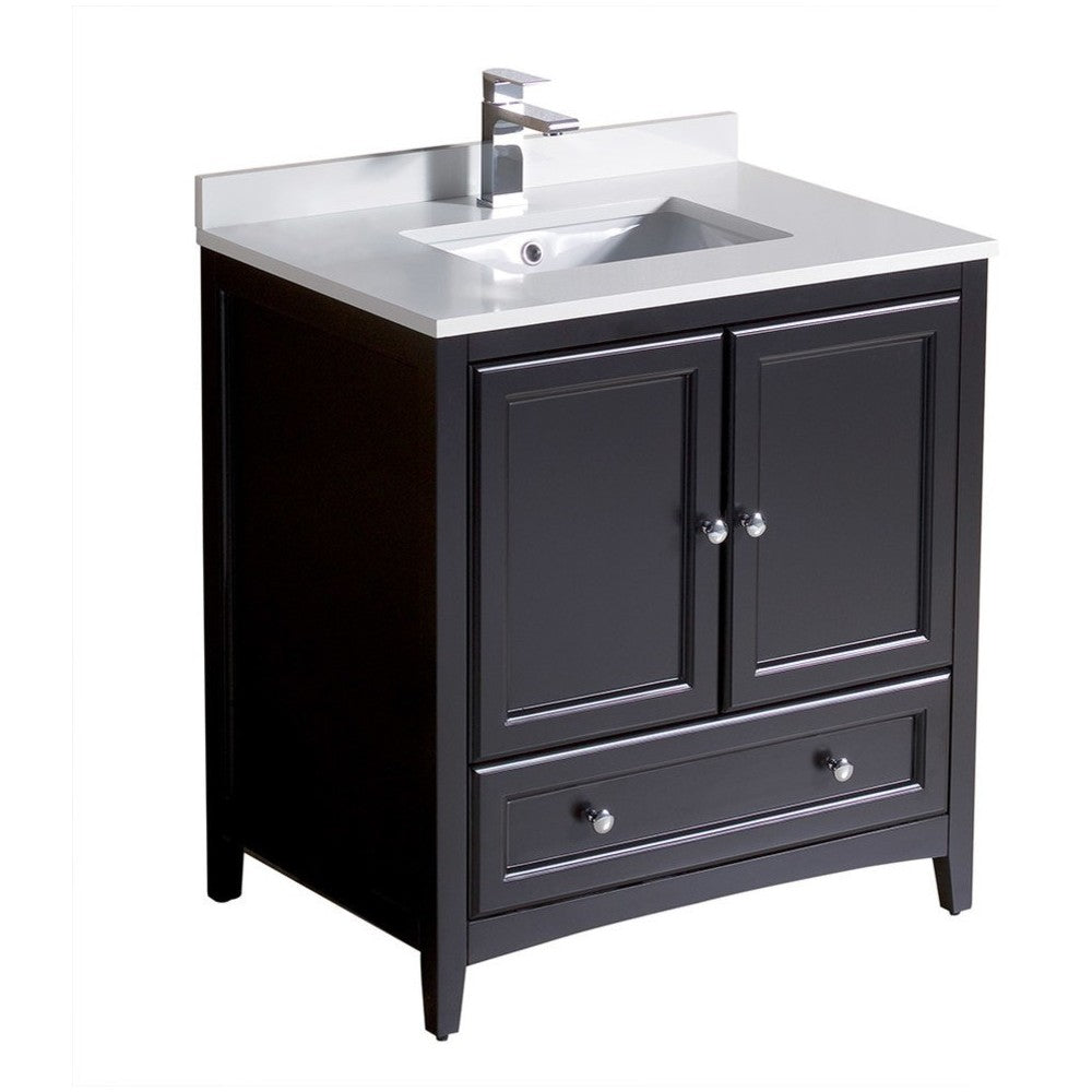 Fresca Oxford 30" Espresso Traditional Bathroom Cabinet w/ Top & Sink
