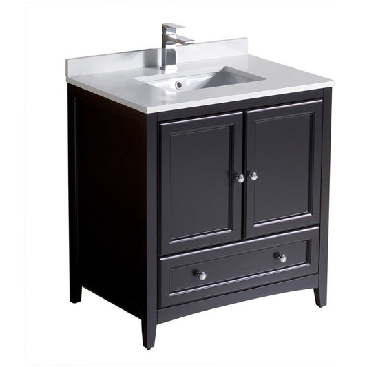 Fresca Oxford 30" Espresso Traditional Bathroom Cabinet w/ Top & Sink